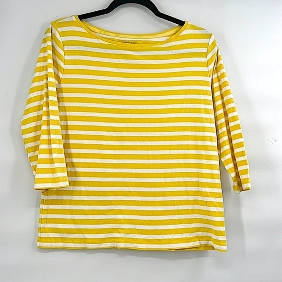 Talbots the Talbots tee yellow white stripe shirt size large - Picture 1 of 9